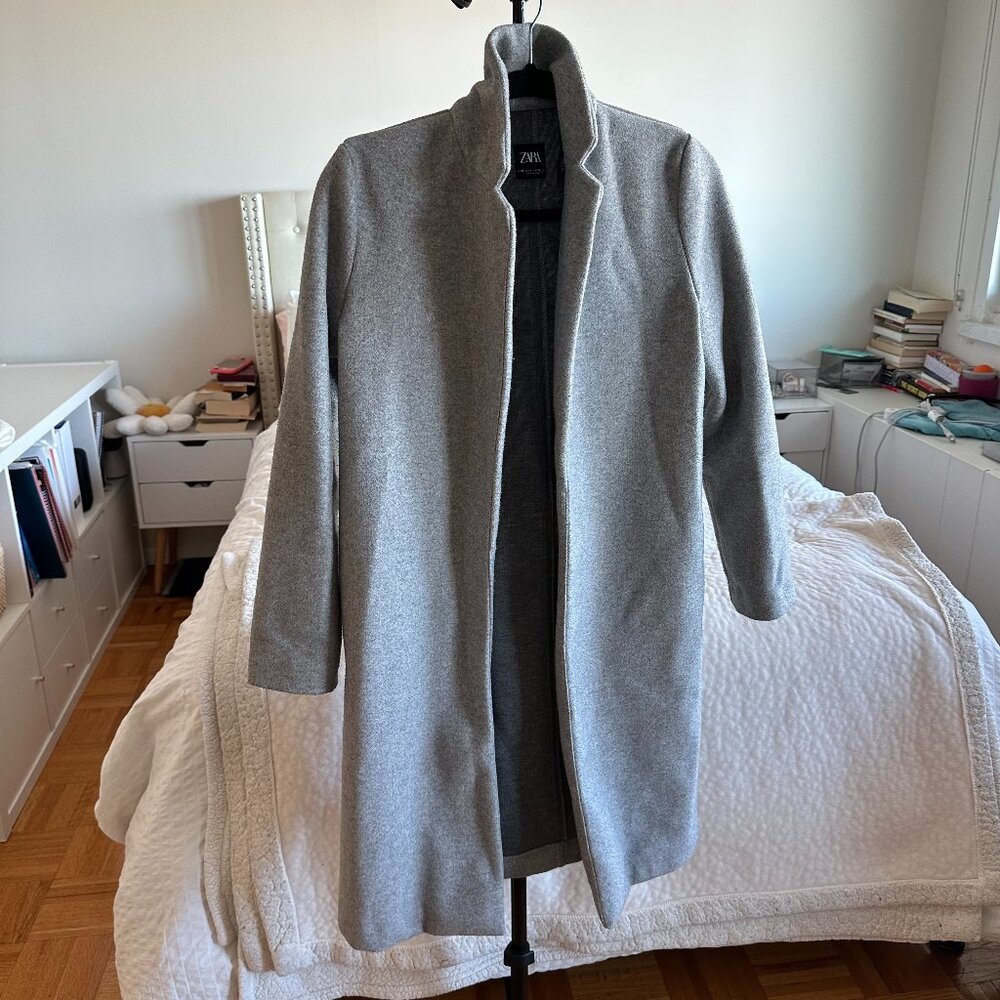 Zara Gray Soft Trench Coat